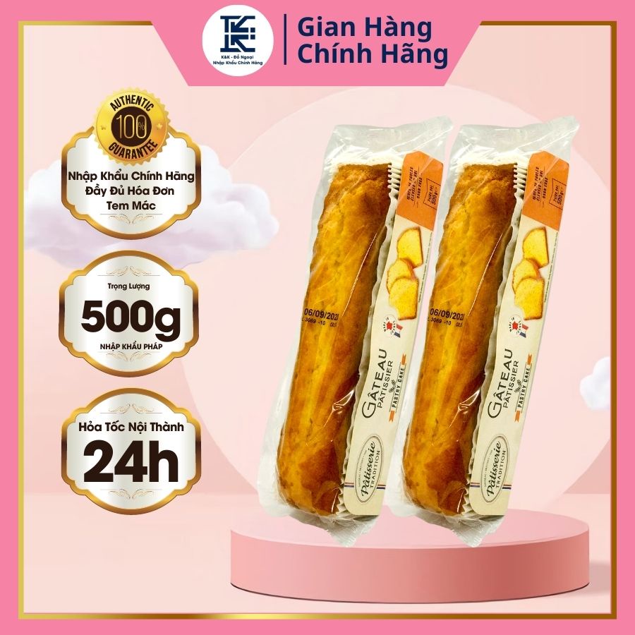 Bánh Bông Lan Bơ Pâtisserie Tradition Pháp 500g, Bánh Bà Đầm Pháp To 500g