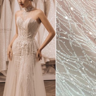 Vải lưới kim tuyến phối kim sa 585