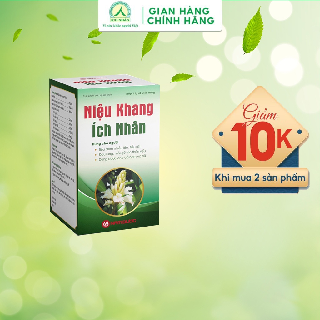 Niệu Khang Ích Nhân bổ thận, giảm triệu chứng tiểu nhiều, tiểu rát do thận yếu lọ 40 viên NKI