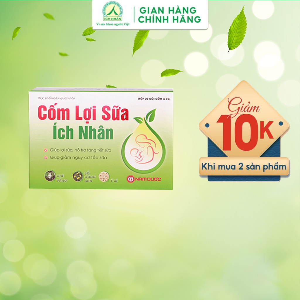 Cốm lợi sữa Ích Nhân hỗ trợ tăng tiết sữa, giảm căng, tắc - dành cho mẹ bầu hộp 20 gói CLS