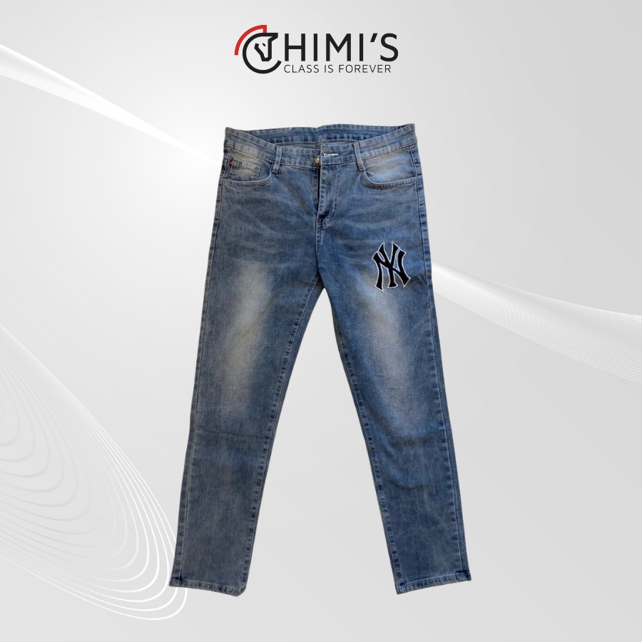 Quần jean nam rách sước CHIMI-377 quần bò nam dáng Slim Fit màu xanh bạc vải Cotton co giãn thoáng mát dễ vận động