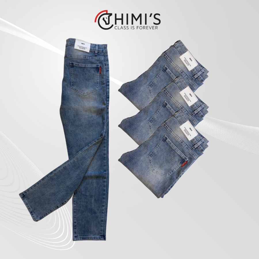 Quần jean nam rách sước CHIMI-377 quần bò nam dáng Slim Fit màu xanh bạc vải Cotton co giãn thoáng mát dễ vận động