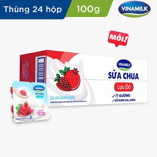 Sữa chua ăn Lựu đỏ ít đường Vinamilk - Thùng 24 hộp 100g