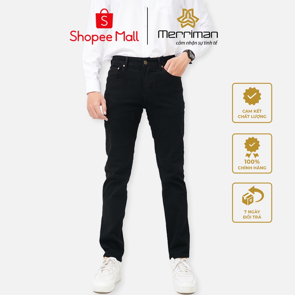 Quần jeans, quần jean nam màu đen trơn chính hãng Merriman mã THMJ003