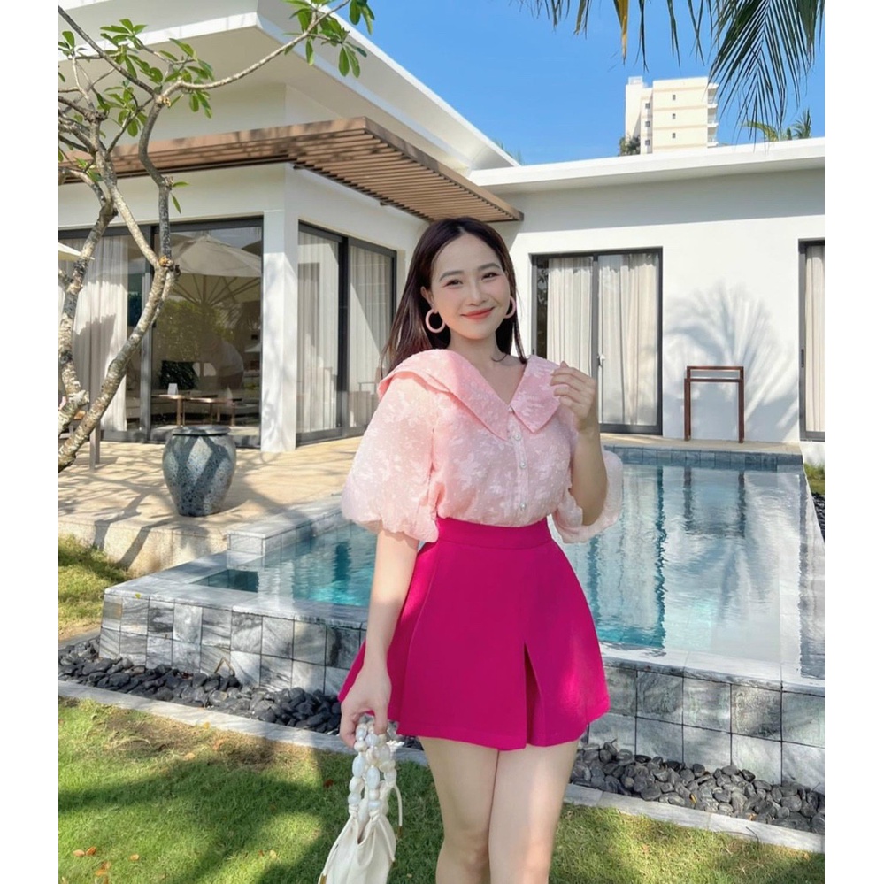Set áo cổ sen 2 lớp mix quần đẹp xếp li đẹp