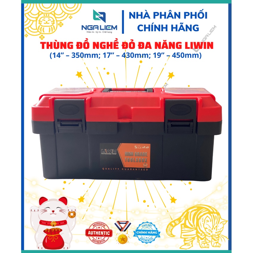 Thùng đồ nghề đỏ đa năng Liwin (14” – 350mm; 17” – 430mm; 19” – 450mm)