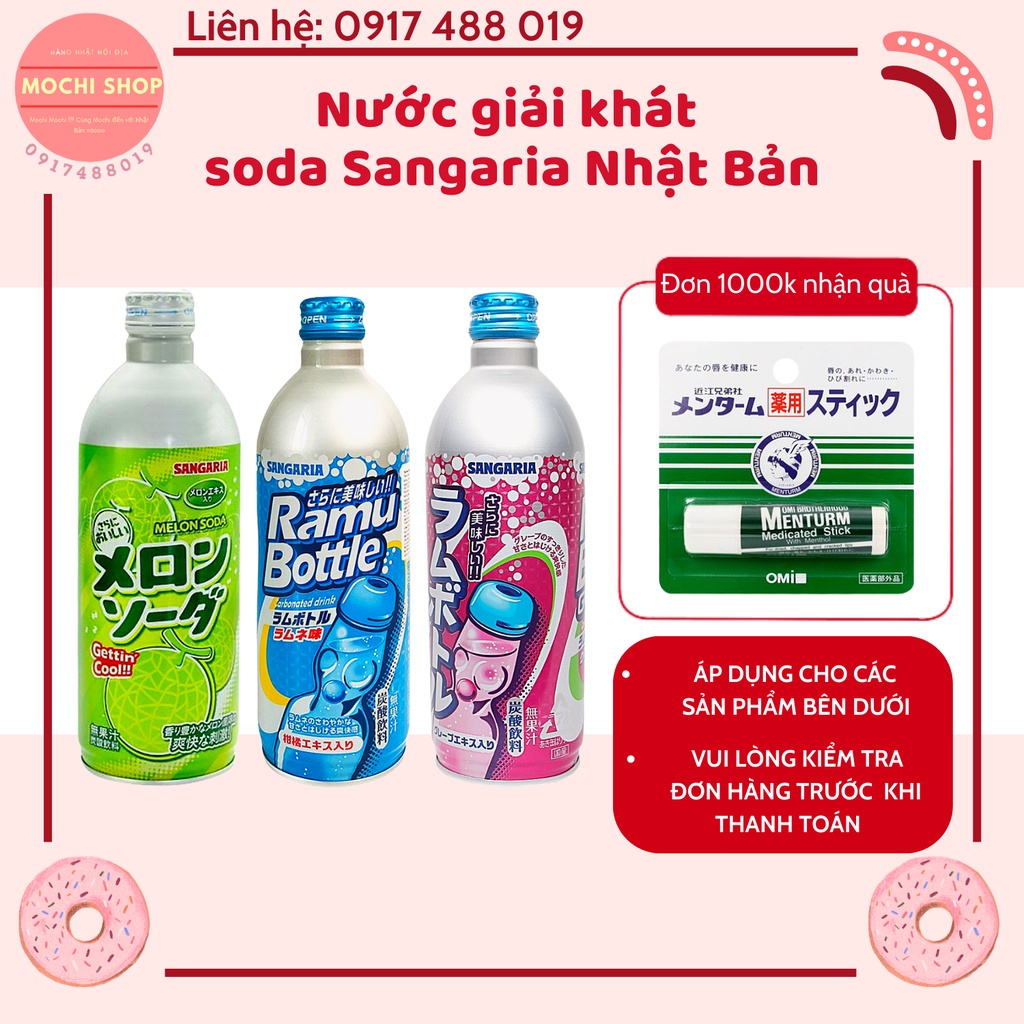 Nước giải khát soda Sangaria 3 vị 500ml Nhật Bản