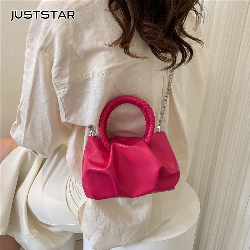 JUST STAR Túi đeo chéo hình chữ nhật nhỏ màu kẹo ngọt phối dây xích thời trang 2022 cho nữ | BigBuy360 - bigbuy360.vn