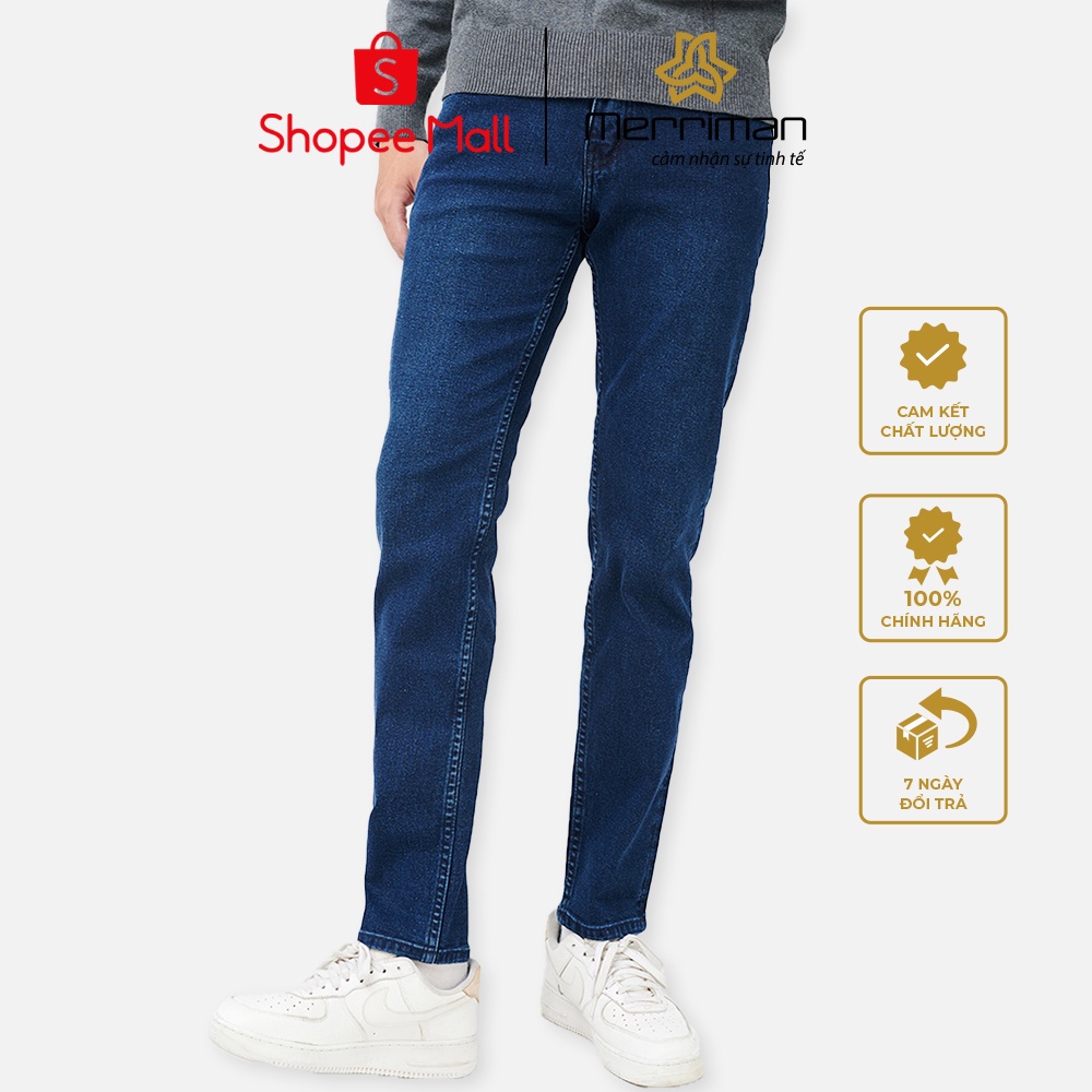 Quần jeans, quần jean nam kiểu dáng slimfit Merriman mã THMJ003 màu Denim