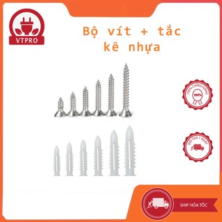 Tắc kê nhựa kèm vít - bộ 10 tắc kê nhựa + 10 vít bắt tắc kê 3f ,4f, 5f, 6f