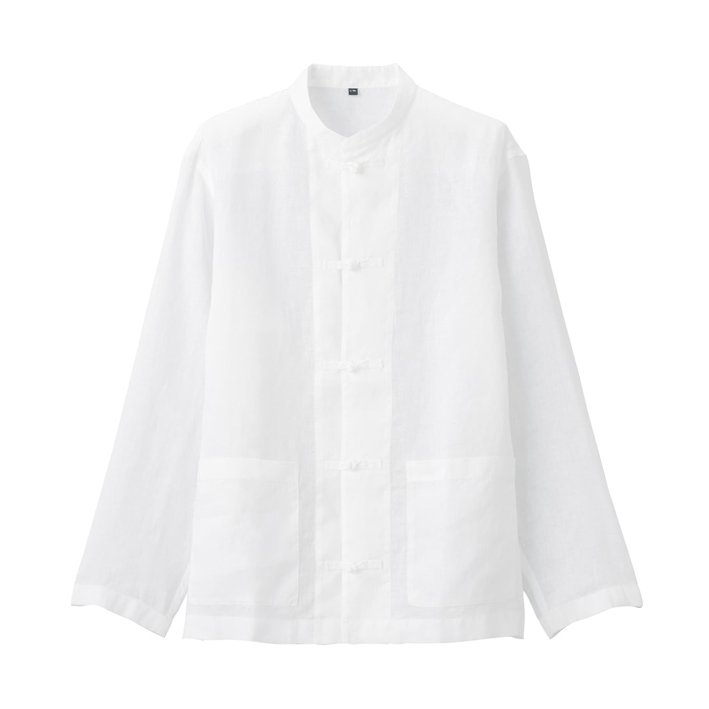 MUJI ÁO SƠ MI VẢI LANH PHÁP WASHED NÚT THẮT UNISEX