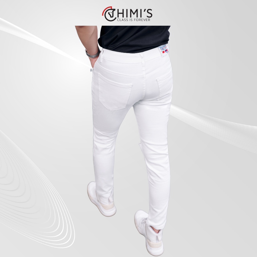 Quần jean nam trắng rách sước CHIMIS-303,trắng trơn CHIMIS-25 Dáng Slim vải Cotton co giãn thoáng mát dễ vận động