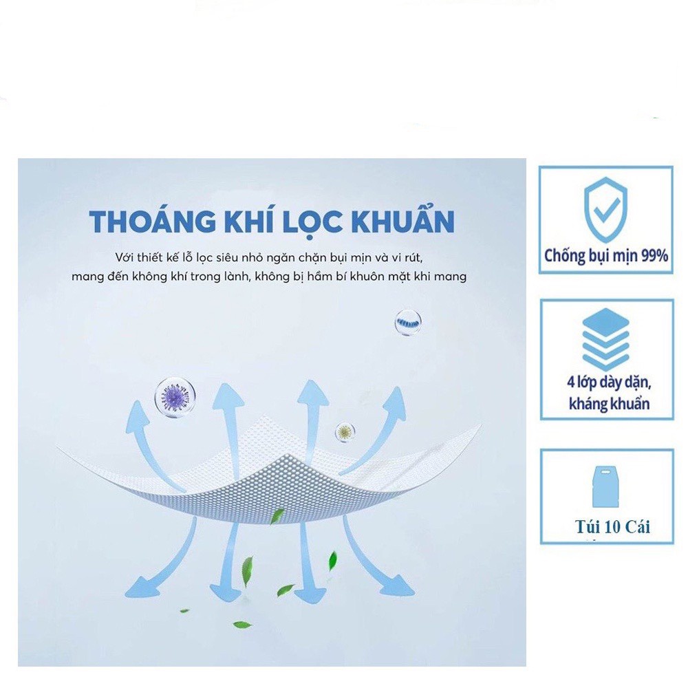 Set 10 Cái Khẩu Trang 5D Hàng Cao Cấp 3 Lớp Lọc Bụi Kháng Khuẩn