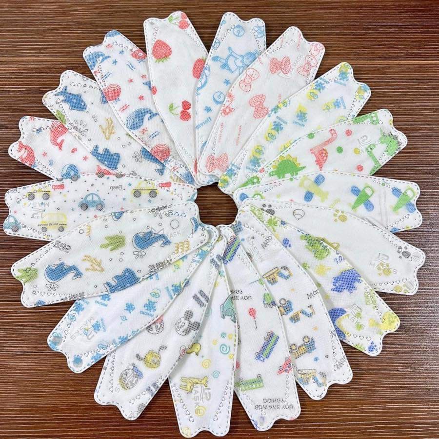 Khẩu trang KF94 trẻ em cho bé từ 6 đên 12 tuôi  combo 100 cái