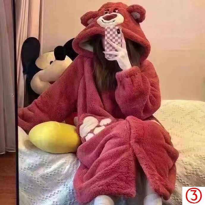 Bán Chạy Áo Choàng Ngủ Bằng Lông Cừu San Hô Lông Cừu San Hô Điêu Khắc Hình Cô Gái / Gấu / Thỏ Mắt To / Cún / Thỏ