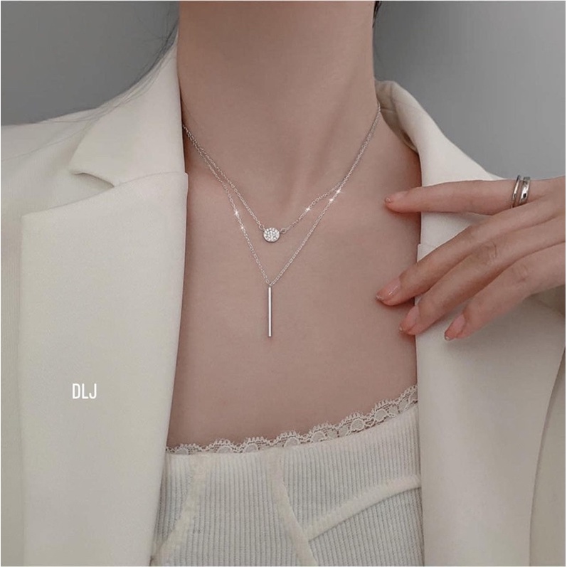 Dây chuyền kép 2 tầng hàn quốc phong cách độc đáo mới lạ