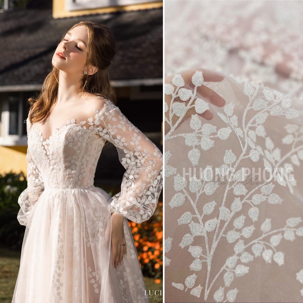 Vải ren kim tuyến ánh 7 màu 5113