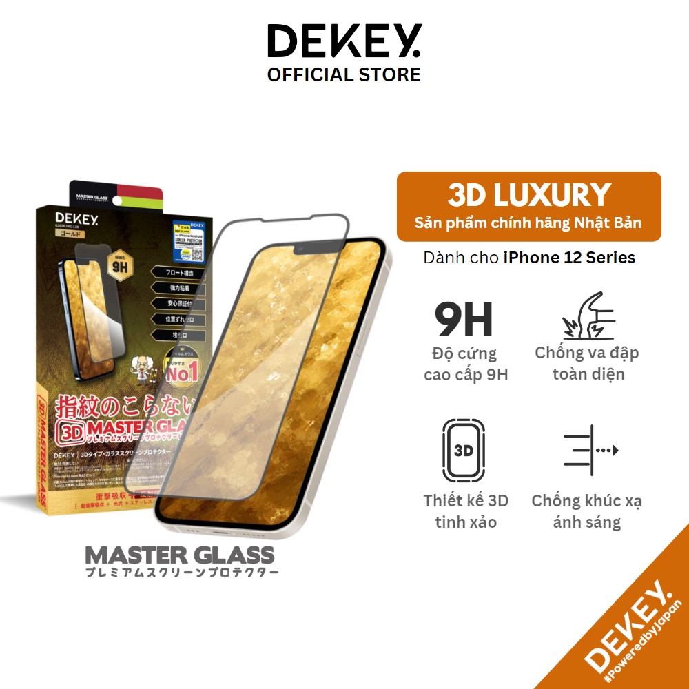 Kính Cường Lực 9H 3D Dekey Master Glass Luxury _Chống Vân Tay_Chống Nhìn Trộm Cho iPhone 12/12Pro/12ProMax/12Mini