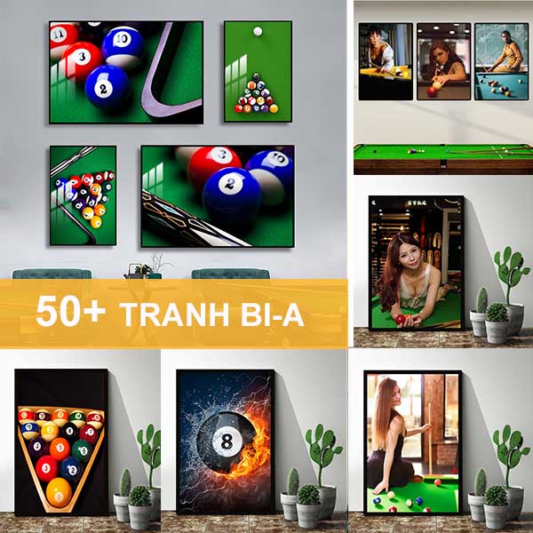 Tranh bi a billoards xả kho nhiều mẫu cực chất đã bao gồm khung treo tường trang trí nâng cấp thương hiệu phòng bi a