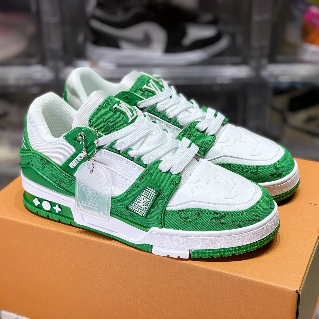 Giày LV Louis Vuitton Trainer Black White, Giày Sneaker LV Nam Nữ Mẫu Mới Hot Hit 2 Phiên Bản Màu Sắc Hàng Cao Cấp