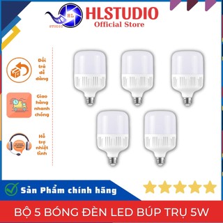 Bộ 5 bóng đèn led búp trụ 5w kín nước siêu bền HL Studio