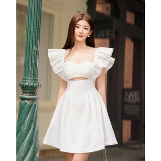 Đầm khoét eo tay bèo voan tơ óng cao cấp may theo số đo (thời trang bigsize vicky.g - anitagreen) NQ423