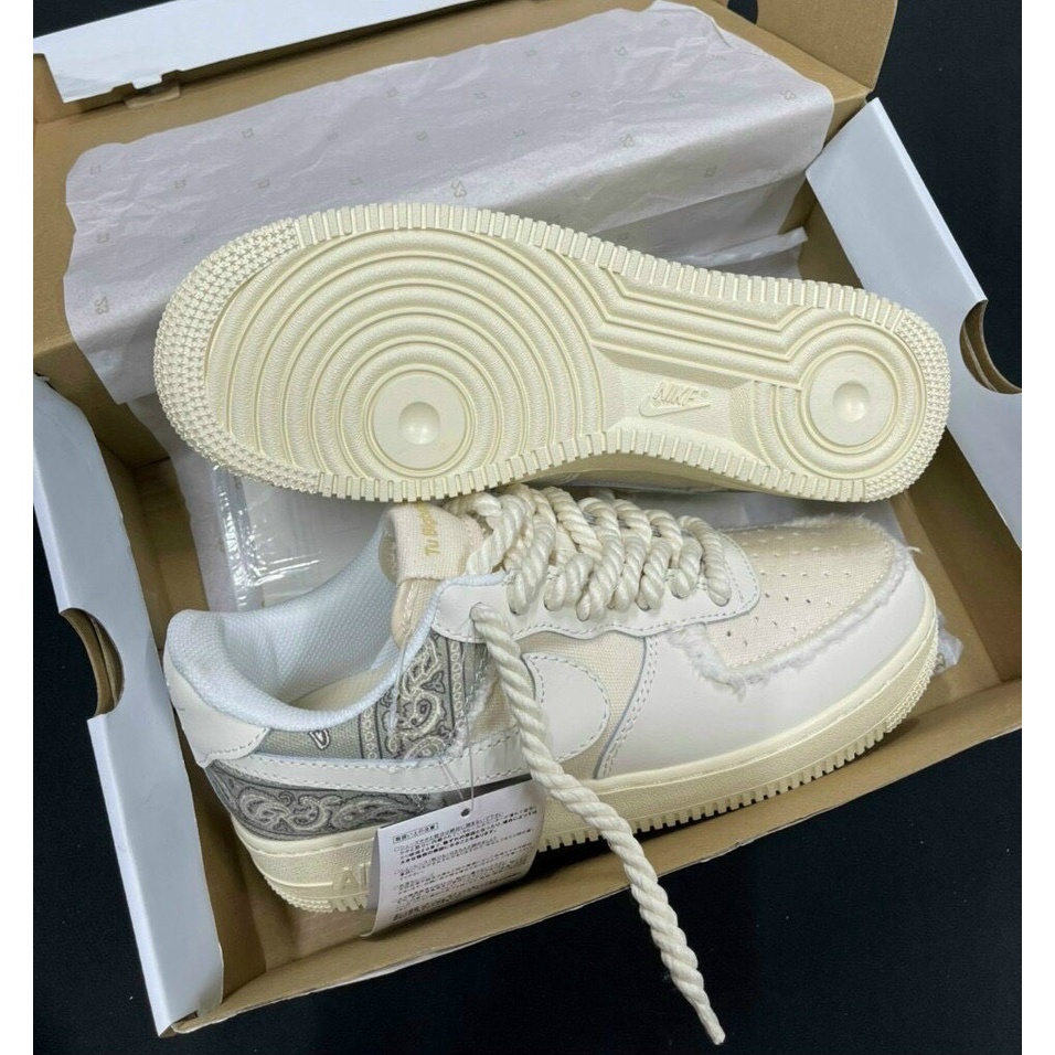 Giày Sneaker Air Force 1 Thổ Cẩm, Giày AF1 Dây Thừng Hàng Cao Cấp Full Box + Bil