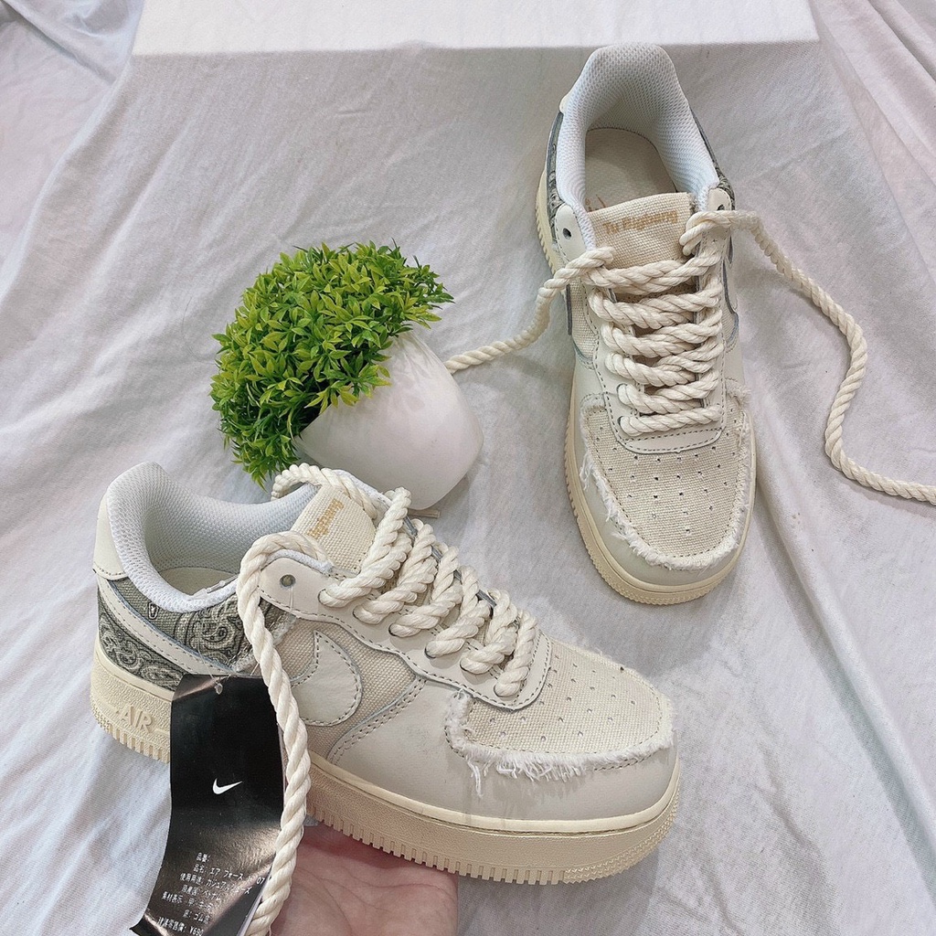 Giày Sneaker Air Force 1 Thổ Cẩm, Giày AF1 Dây Thừng Hàng Cao Cấp Full Box + Bil