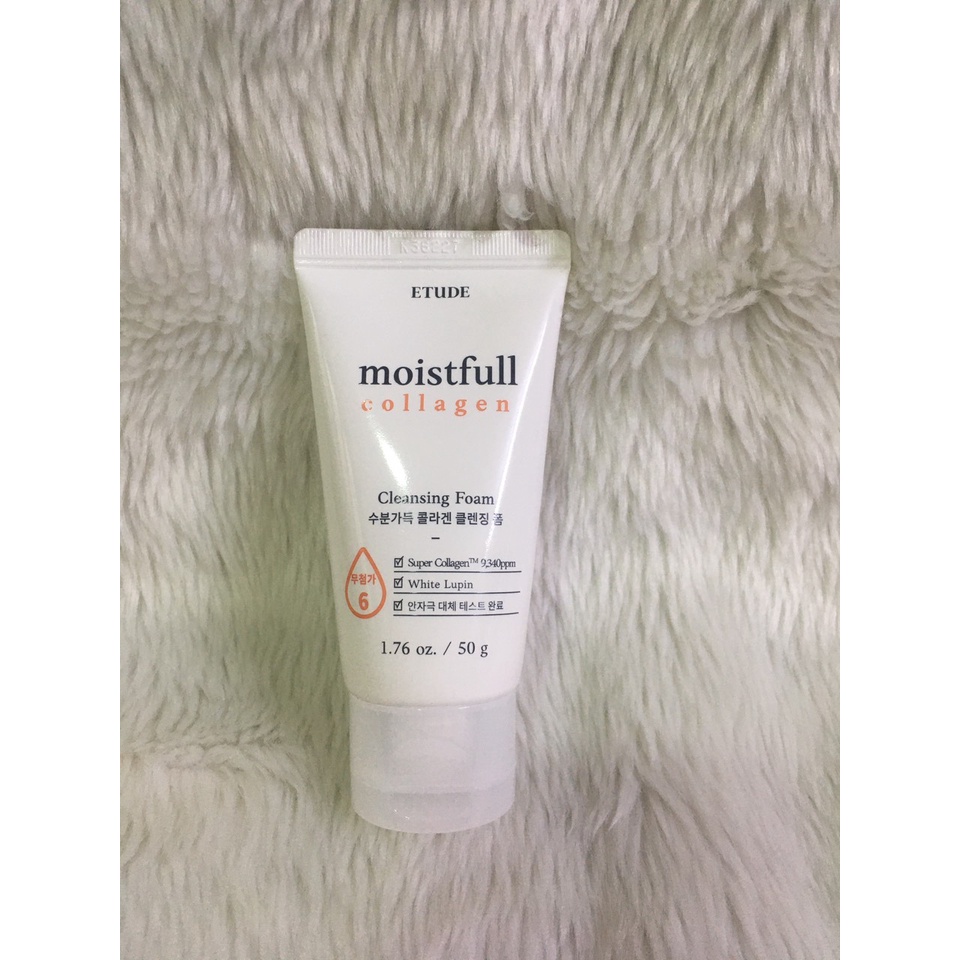 (Mini 50g) Sữa rửa mặt chứa collagen ETUDE Moistfull Collagen Cleansing Foam