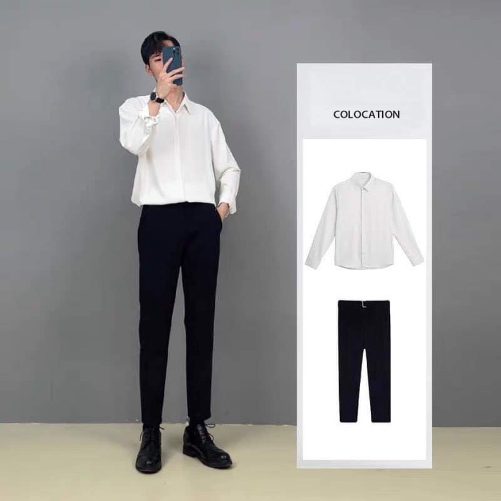 Áo sơ mi nam giấu cúc cao cấp , cổ bẻ dáng ôm body , chất lụa cotton không nhăn không bai ko xù , phong cách trẻ trung