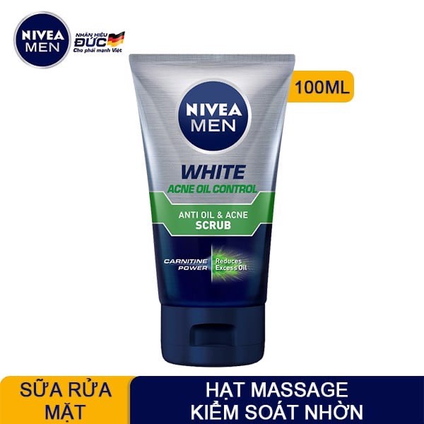 Sữa rửa mặt Nivea men, Extra White | Anti-acne | Oil Control Bùn khoáng Kiểm soát nhờn & Ngăn ngừa 100g