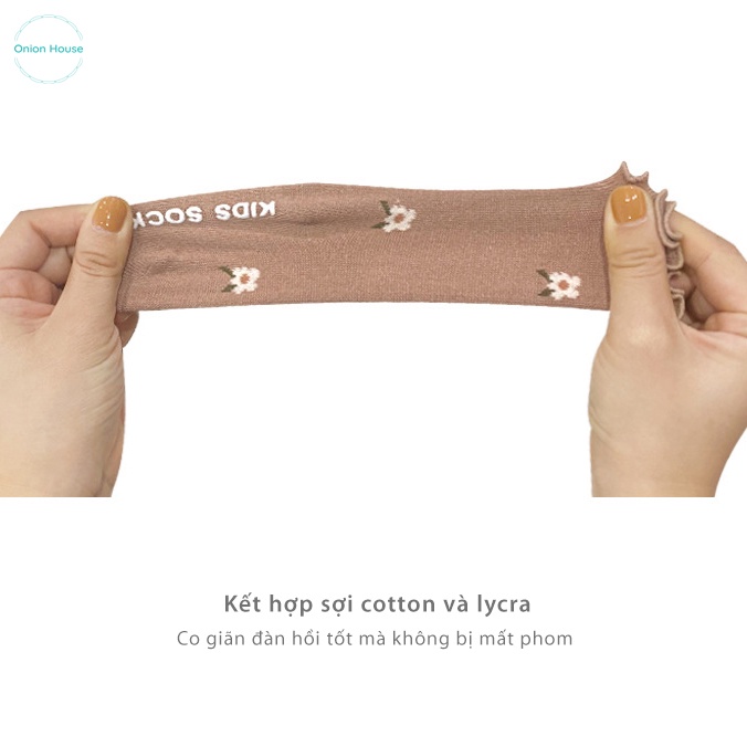 Tất ngắn họa tiết vintage bé gái