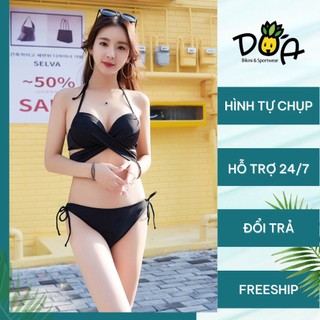 Bikini, đồ bơi đi biển 2 mảnh cạp thấp đơn giản màu đen ( ảnh Feeback của Dứa)