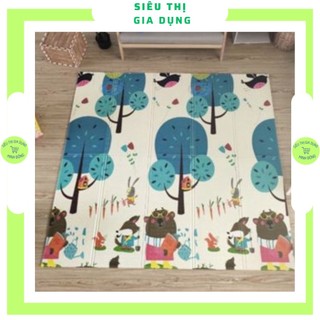Thảm xốp cho bé lót sàn gấp gọn xpe, Thảm trải sàn cho bé chơi chống thấm chống trơn hàn quốc phủ silicon 1m8 x 2m