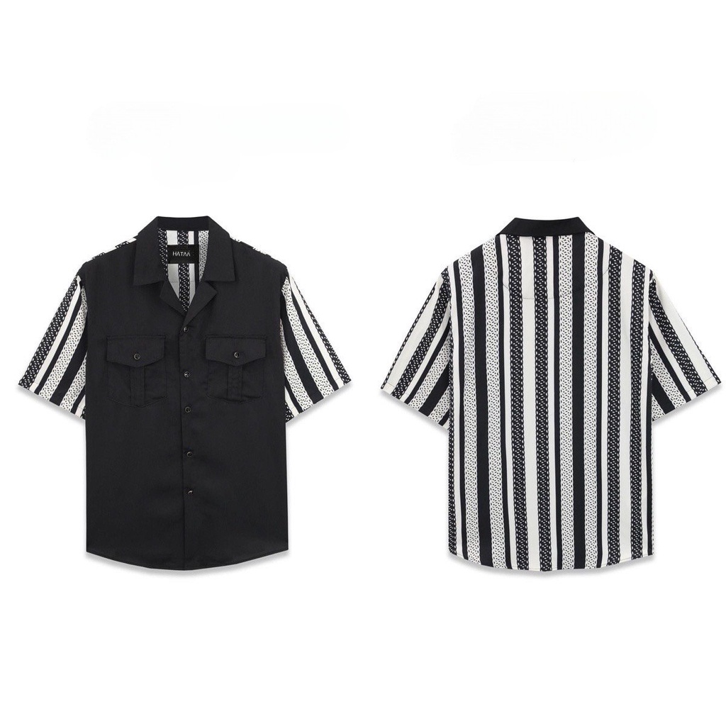 Áo sơmi cộc tay Hataa Store Black /White Bowling Short Sleeve Shirt