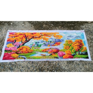 (KHO SỈ) Tranh thêu PHONG CẢNH thành phẩm non nước hữu tình 223037 DX1153 E137 - đã thêu