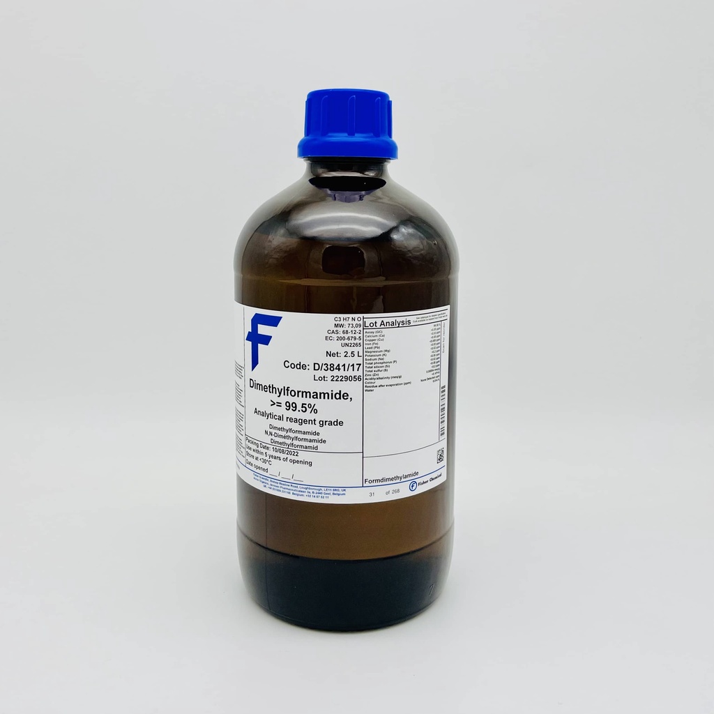 Hóa chất Dimethylformamide >99.5% (DMF, AR, Fisher, Cas 68-12-2)