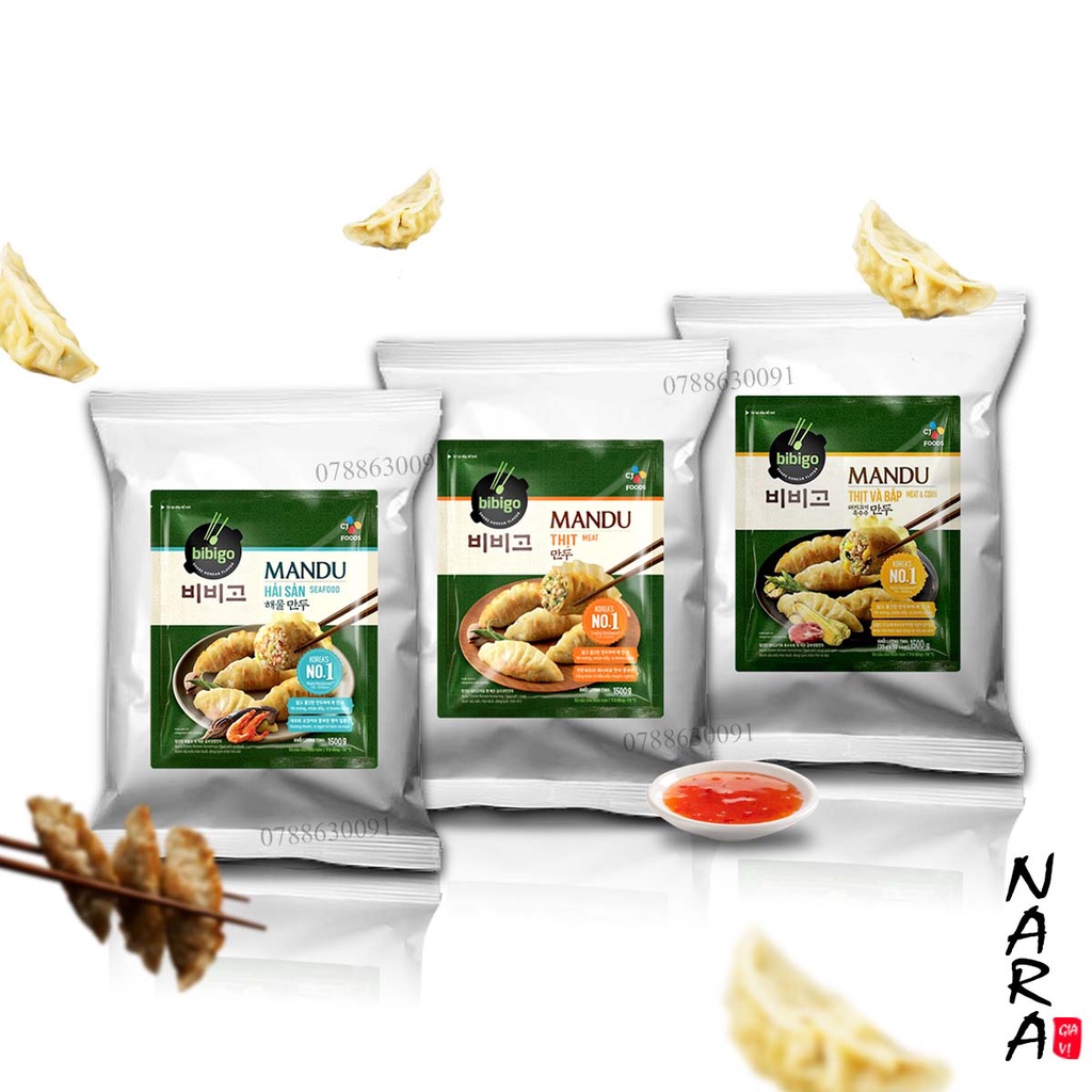 Bánh Xếp Mandu Bibigo Cj Hàn Quốc 1,5kg 3 Vị (Chỉ giao Hoả Tốc TPHCM)