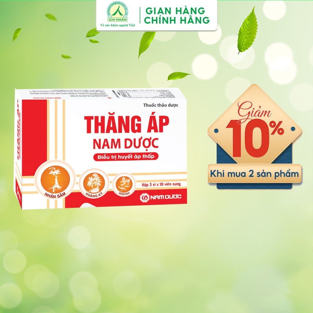 Viên uống Thăng Áp Nam Dược, thành phần thảo dược giúp điều hòa nhịp tim, tăng huyết áp, giảm mệt mỏi hộp 30 viên TA3