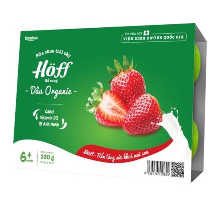 Sữa Chua Hoff Organic 330g Lốc 6 Hũ, sữa chua trái cây cho bé