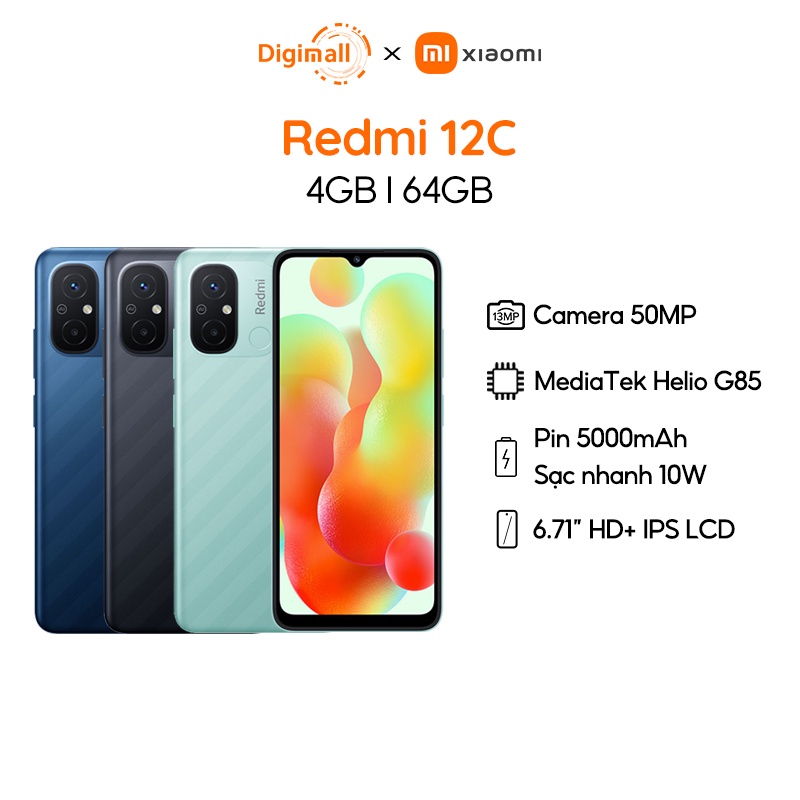 Điện thoại Xiaomi Redmi 12C 4GB/64GB | PIN 5000 mAh | Helio G85