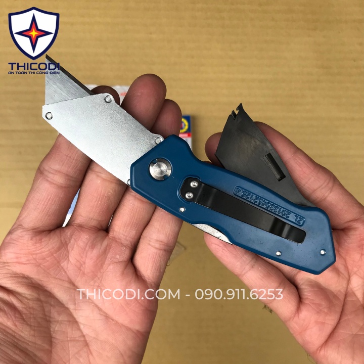Dao rọc đa năng A0006 loại gấp kèm 6 lưỡi dự phòng - Hộp 10 lưỡi dao rọc cáp A0044 hiệu C MART