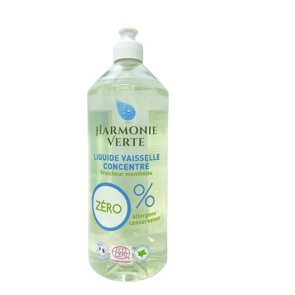 Nước rửa chén bát sinh học đậm đặc bạc hà Harmonie Verte 1L