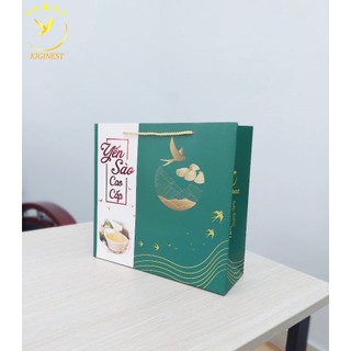 TÚI GIẤY ĐỰNG HỘP YẾN 100G - SIZE 29X27CM - CHIM YẾN MÀU XANH LỤC