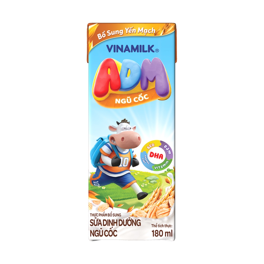 Sữa dinh dưỡng Vinamilk ADM Ngũ cốc Yến mạch - Thùng 48 hộp 180ml