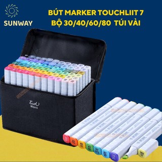 Bút marker touchliit 7 kèm túi vải 30/40/60/80 màu