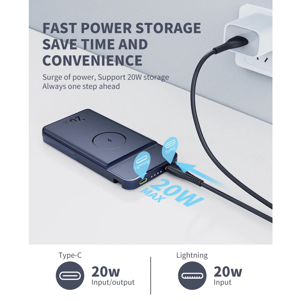 Pin sạc dự phòng không dây HIMAP 10.000 mAh, sạc nhanh 20W.