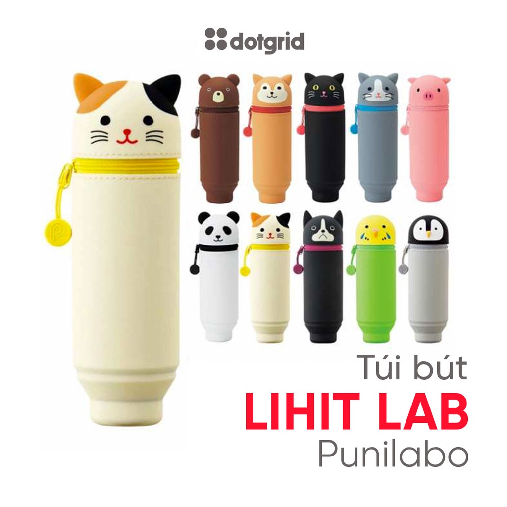 Túi bút Lihit Lab Silicon Smart Fit Punilabo hình con vật dễ thương, thân tròn, size M
