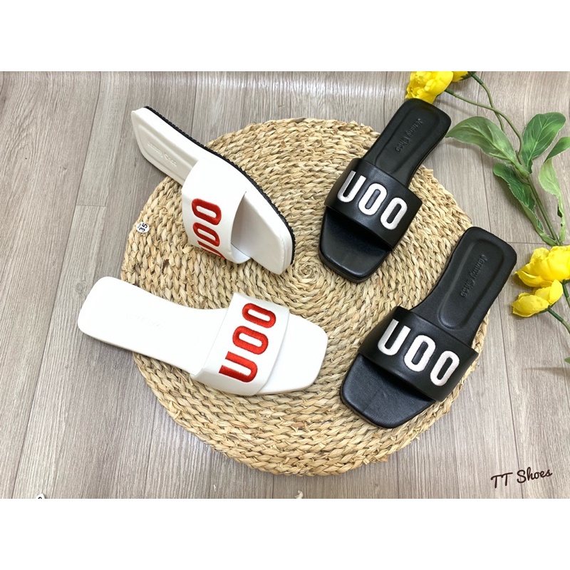 dép bánh mì 1cm bản thêu cao cấp đế chống trượt TT Shoes hoangbm01