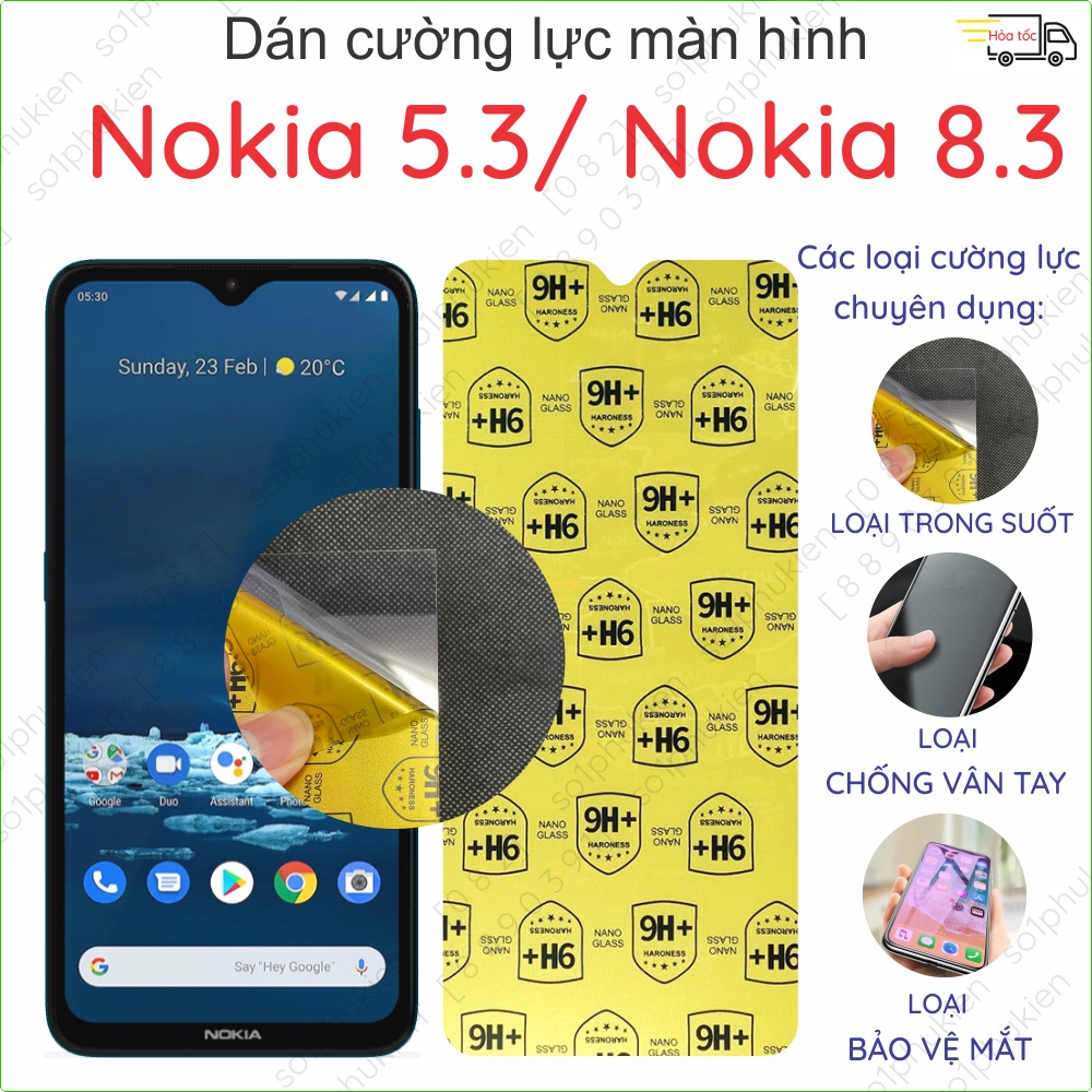 Dán màn hình cường lực Nokia 5.3/ Nokia 8.3 nano dẻo siêu mỏng trong suốt, nhám chống vân tay, bảo vệ mắt